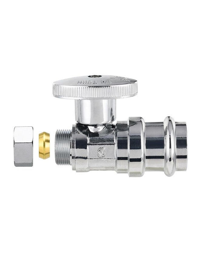 EFIELD (Pack of 5) EFIELD Stop Straight Valve, 1/2" Nominal Press x 3/8" OD Compression, 1/4 Turn, LF Brass Made, Chrome Plated,(VALVE397-5PCS) - Image 2