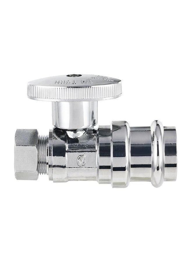 EFIELD (Pack of 5) EFIELD Stop Straight Valve, 1/2" Nominal Press x 3/8" OD Compression, 1/4 Turn, LF Brass Made, Chrome Plated,(VALVE397-5PCS) - Image 3