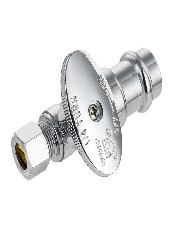 EFIELD (Pack of 5) EFIELD Stop Straight Valve, 1/2" Nominal Press x 3/8" OD Compression, 1/4 Turn, LF Brass Made, Chrome Plated,(VALVE397-5PCS) - Image 4