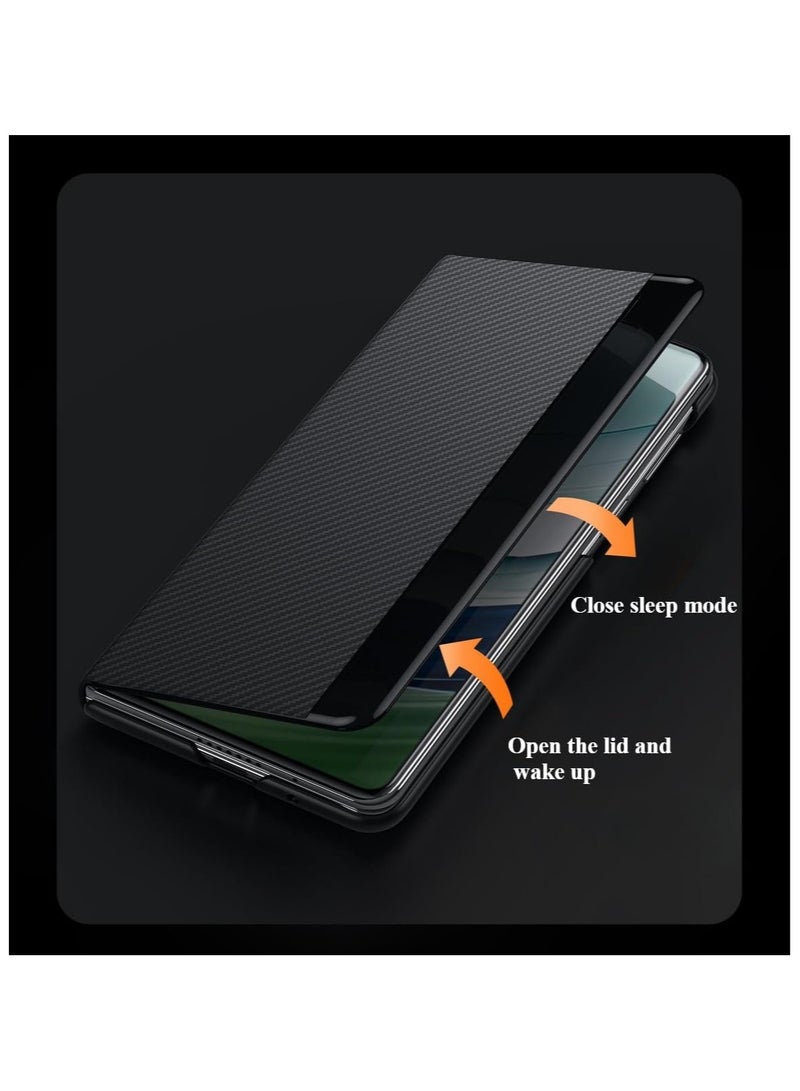 General Carbon fiber leather case compatible with Huawei Mate X6, magnetic clamshell smart phone case 360-degree cover shell skin anti-collision armor for Mate X6  - Image 5