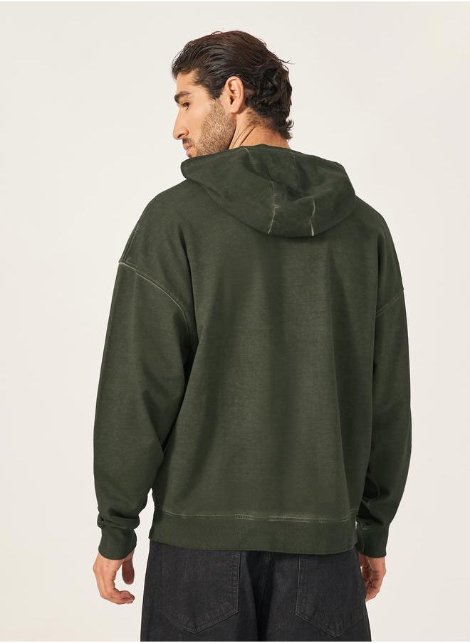 Styli - Acid Washed Front Slogan Oversized Hoodie - Image 1