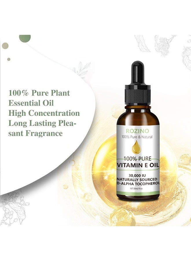 روزينو زيت فيتامين E للوجه، 100% زيت فيتامين E نقي، زيوت وجه عضوية بفيتامين E للوجه مضادة للتقدم في العمر تقلل الخطوط الدقيقة والتجاعيد، زيت فيتامين E للوجه لترطيب البشرة والشعر والشفاه، إصلاح البشرة، حجم 30 مل - Image 3