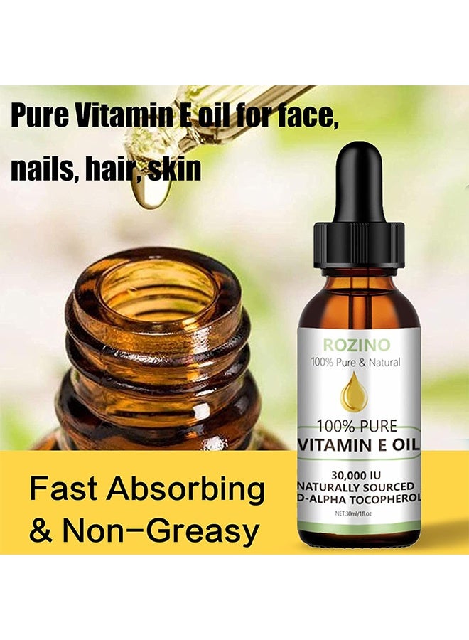 روزينو زيت فيتامين E للوجه، 100% زيت فيتامين E نقي، زيوت وجه عضوية بفيتامين E للوجه مضادة للتقدم في العمر تقلل الخطوط الدقيقة والتجاعيد، زيت فيتامين E للوجه لترطيب البشرة والشعر والشفاه، إصلاح البشرة، حجم 30 مل - Image 4