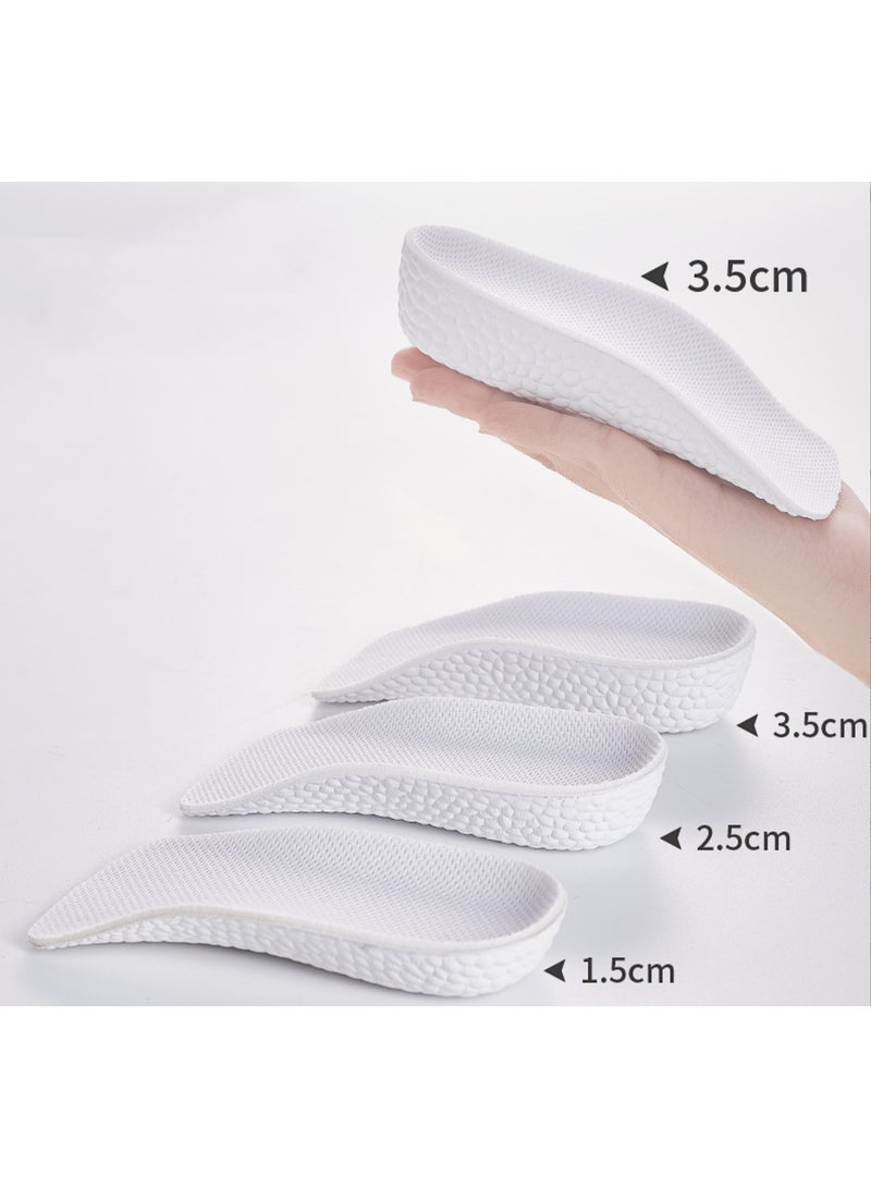 1 Pair Inner Height Increasing Insole,1.5/2.5/3.5cm Heel Lift Foot Pads Invisible Hidden Soft Heel Cushion Inserts Insoles,Breathable Sports Shock Absorption Half Cushion Insoles for Men Women, White - Image 1