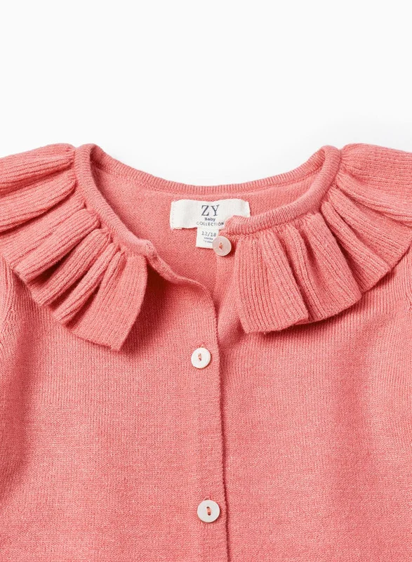 Zippy Cardigan with Ruffles for Baby Girls, Pink