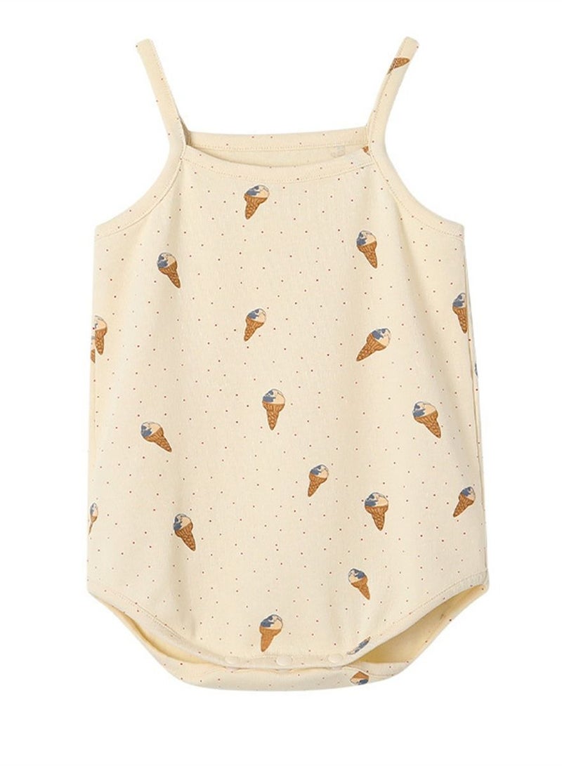 Loquat Summer Thin Jumpsuit Casual Home Wear Newborn Crawl Suit Pajamas 