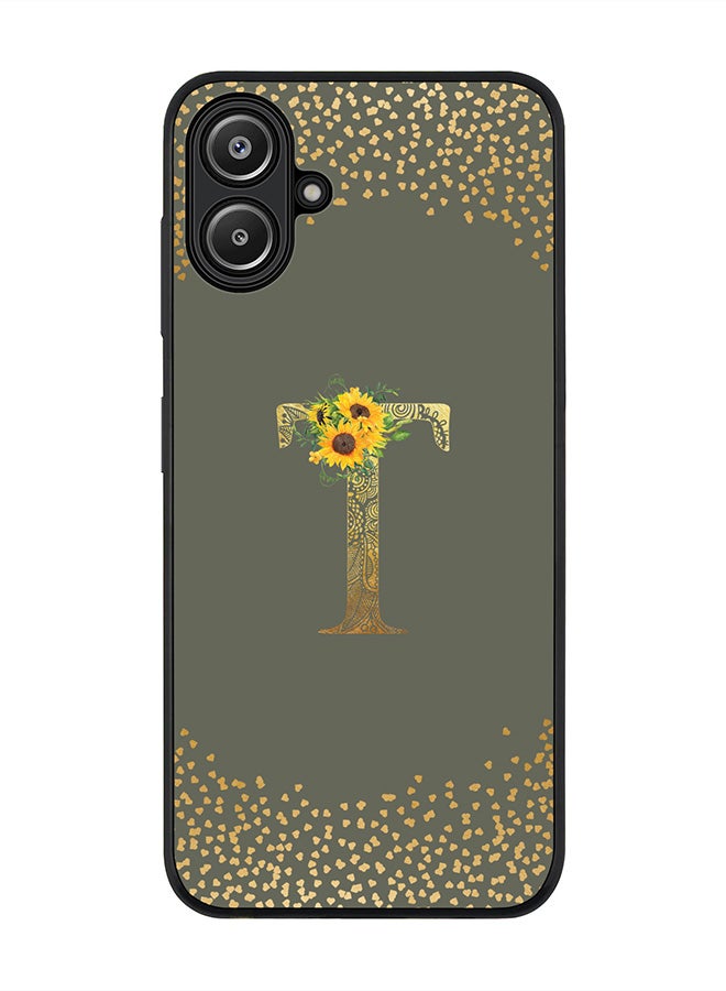 Stylizedd For Samsung Galaxy A06 Case,Slim fit Camera Protection, Shockproof Thin Phone cover - Custom Floral Monogram - T (Olive Green ) - Image 1