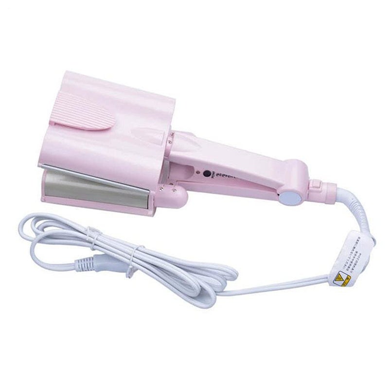 JINDIN Hair Curler Triple Barrel Deep Wave Curler Curling Wands Hair Curling Iron Waver Crimping Styling Tool Pink 32mm