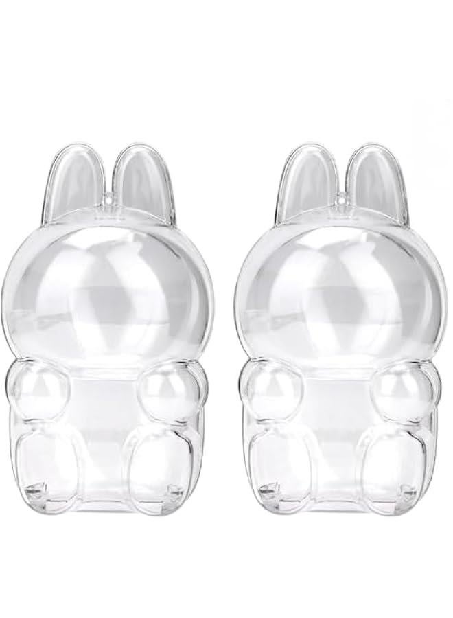 Arabest 2PCS Protective Case for Labubu Sitting Figure-Clear PVC Portable Storage Box with Keychain, Dustproof Scratch-Resistant Collector Display Compatible with Sitting Series (Figure Not Included)  - Image 1