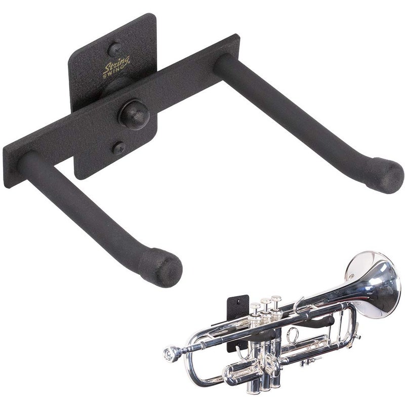 String Swing Horizontal Wall Mount Trumpet Holder - Stand for All Trumpets Including Piccolo and Pocket - Musical Instruments Safe Without Hard Cases - Made in USA - Image 1