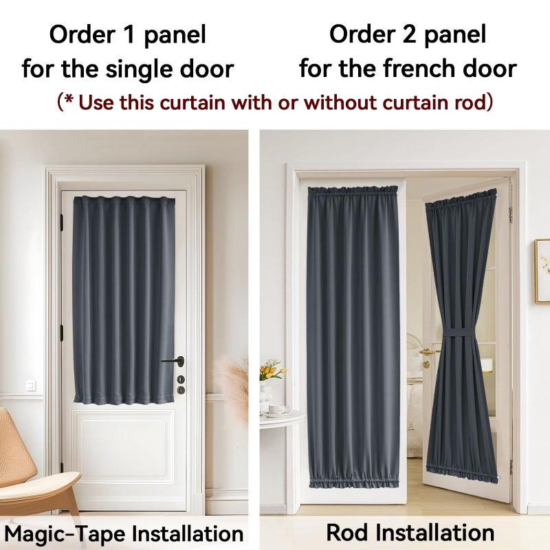 Vatge Sidelight Curtains for Front Door, 12 Inch Wide Narrow Window Curtains for Side Door, 1 Panel, W12 x L72, Grey - Image 4