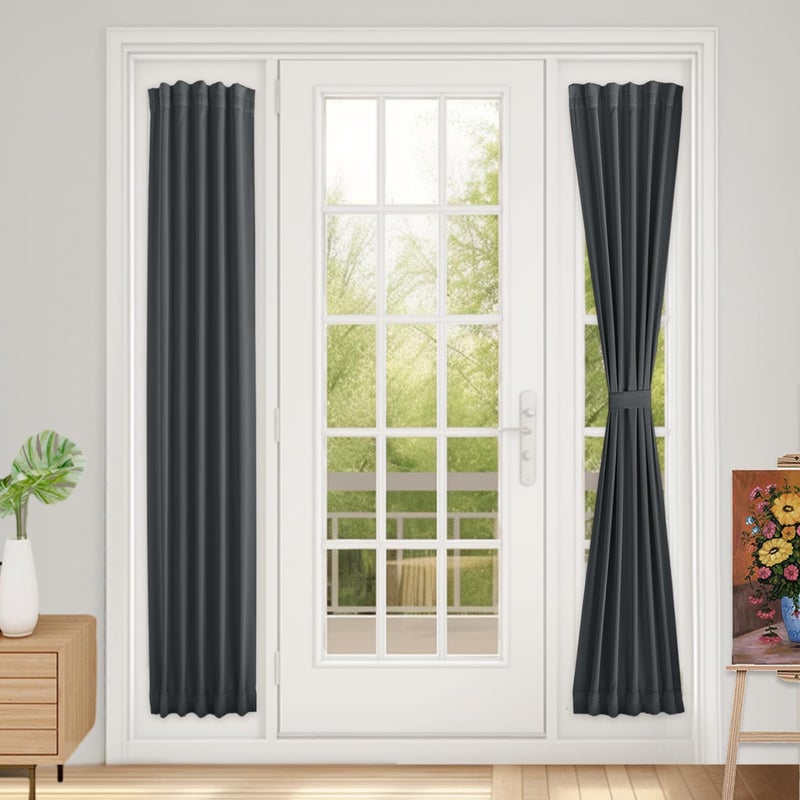 Vatge Sidelight Curtains for Front Door, 12 Inch Wide Narrow Window Curtains for Side Door, 1 Panel, W12 x L72, Grey - Image 1