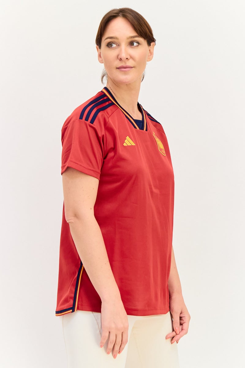 Adidas Women Sportswear Fit Short Sleeve Training Shirt, Red - Image 2