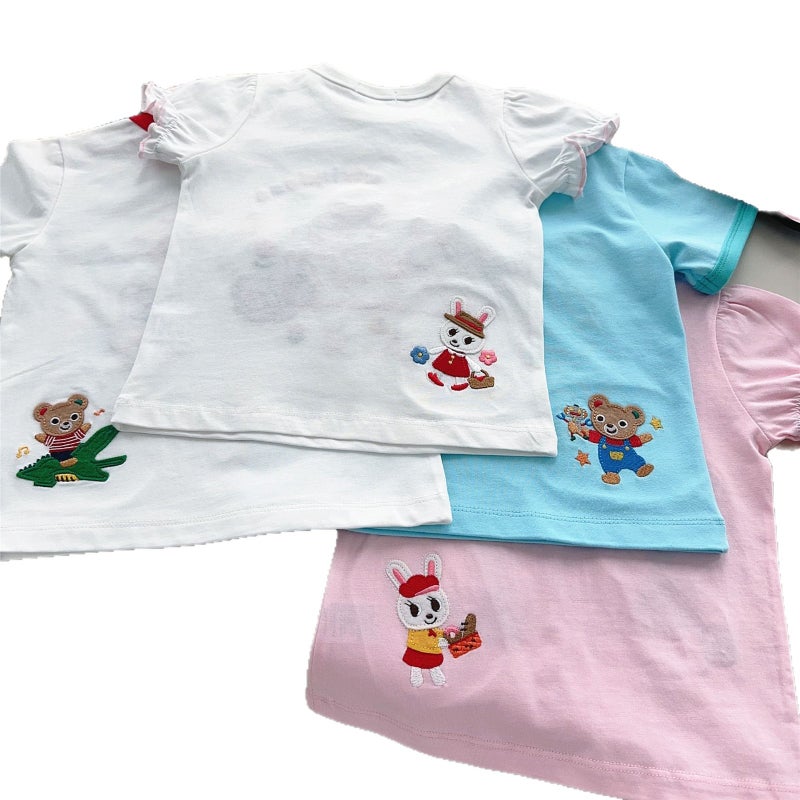 25 Years Summer Children'S Short Sleeve Japanese Cute T-Shirt Boys And Girls Bear Rabbit Zoo Short Sleeve T7052 - Image 3