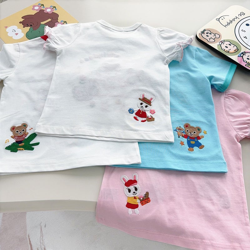 25 Years Summer Children'S Short Sleeve Japanese Cute T-Shirt Boys And Girls Bear Rabbit Zoo Short Sleeve T7052 - Image 2