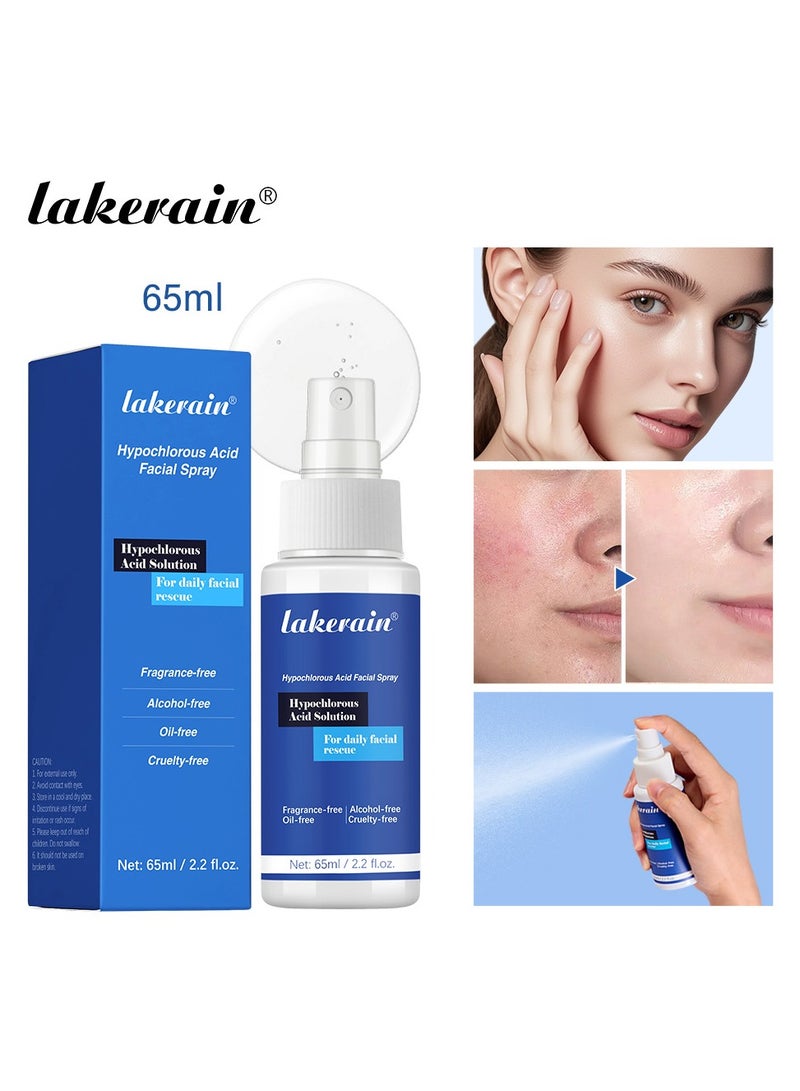 lakerain Hypochlorous Acid Spray for Face and Skin, Non-Irritating Hypochlorous Acid Spray & Eyelid Cleanser Solution to Remove Oil & Debris, Acne, Piercing Aftercare, Calm Redness, 2.2 fl oz - Image 1
