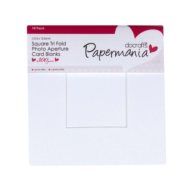 Papermania Square Aperture Cards/Envelopes Tri Fold Window (10pk 300gsm) - White, One Size