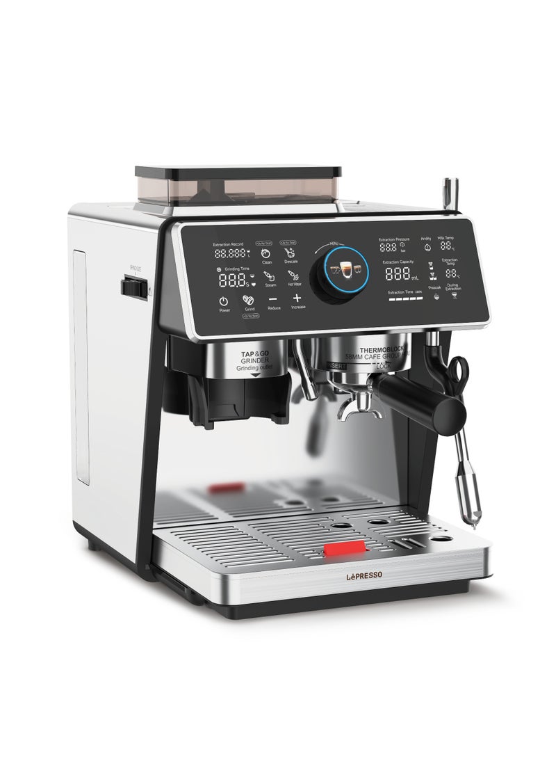 ليبرسو آلة قهوة شبه تلقائية مع غلايتين مزدوجتين وضغط 20 بار، شاشة لمس ومطحنة قابلة للتعديل، صانع إسبرسو، بخار للحليب، إبريق، بورتافيلتر، ملعقة ومسطح مدمج، مثالية للاستخدام في المنزل، المكتب والمزيد - Image 1