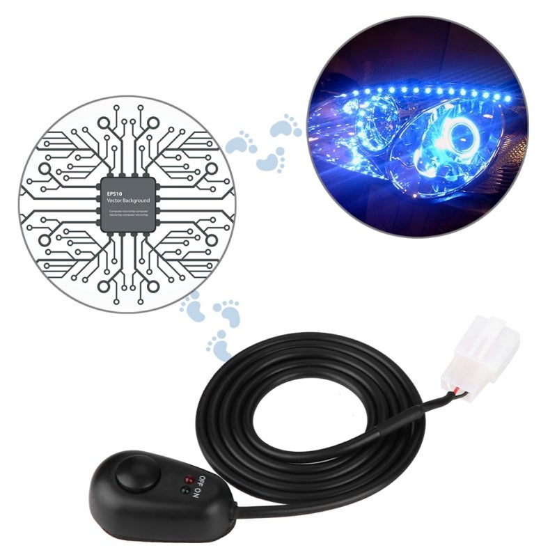 Water Drop Switch 12V 3-Prong 2.5 Ft Pigtail Waterdrop Shape Push Button - Red Green LED Indicator On Off Switch for Fog Lamp Daytime Running Work Light Setup - Image 4