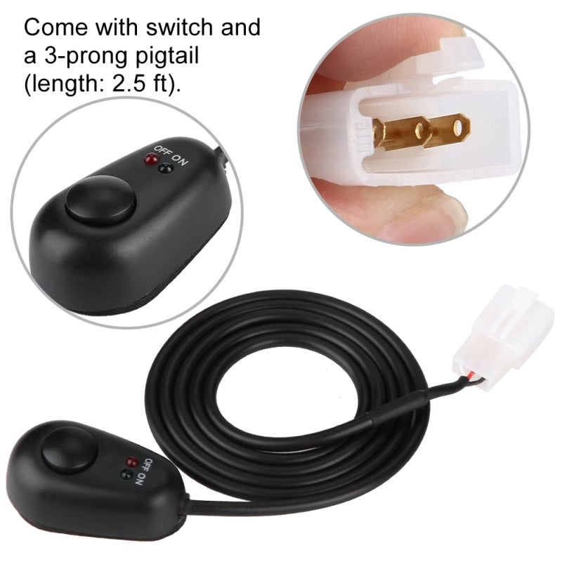 Water Drop Switch 12V 3-Prong 2.5 Ft Pigtail Waterdrop Shape Push Button - Red Green LED Indicator On Off Switch for Fog Lamp Daytime Running Work Light Setup - Image 2