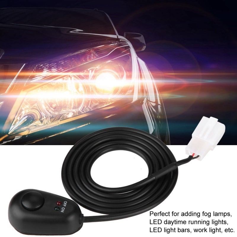 Water Drop Switch 12V 3-Prong 2.5 Ft Pigtail Waterdrop Shape Push Button - Red Green LED Indicator On Off Switch for Fog Lamp Daytime Running Work Light Setup - Image 3
