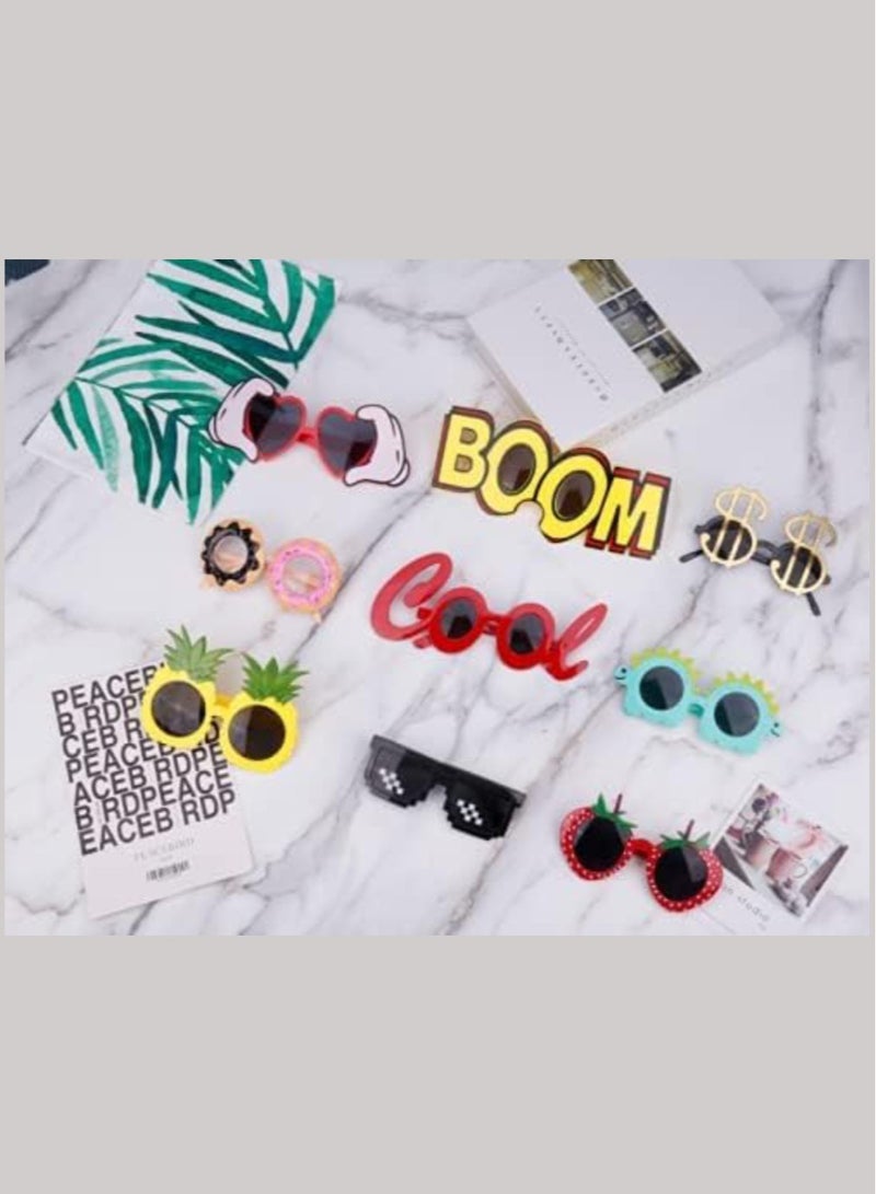 Vitacelli Party Sunglasses - 9 Pairs Funny Hawaiian Glasses, Funny Beach Sunglasses, Tropical Party Glasses, Summer Party Supplies, Kids Party Gifts, Fancy Photo Props for Adults, Beach Themed Party Supplies - Image 2