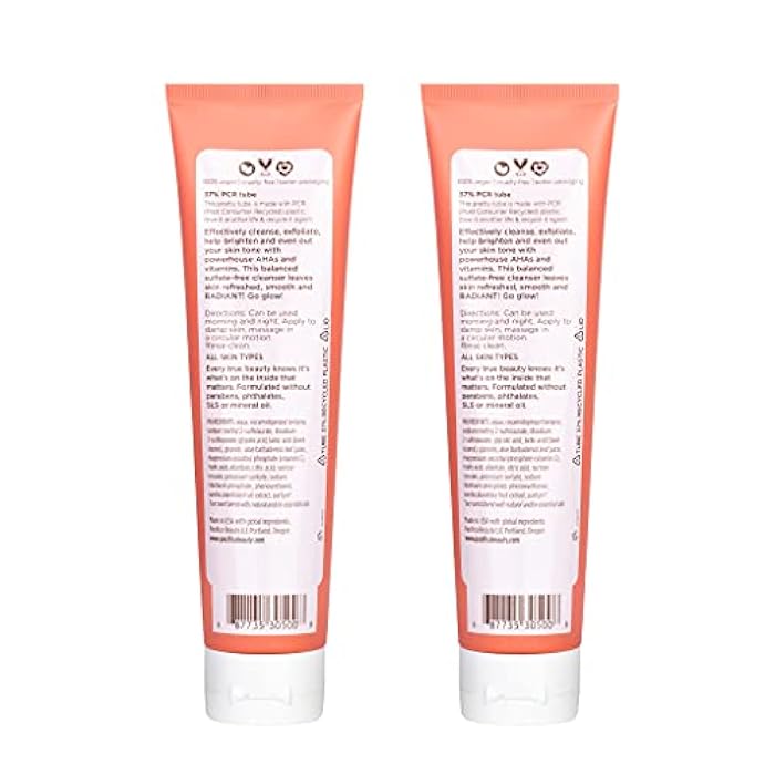 Pacifica Beauty Glow Baby Brightening Face Wash Set, Skincare, Face Cleanser, Exfoliator, AHA, Even Skin Tone, VItamin C, Vanilla, Sulfate and Paraben Free, Vegan, 5 fl oz Each (Set of 2) - Image 2