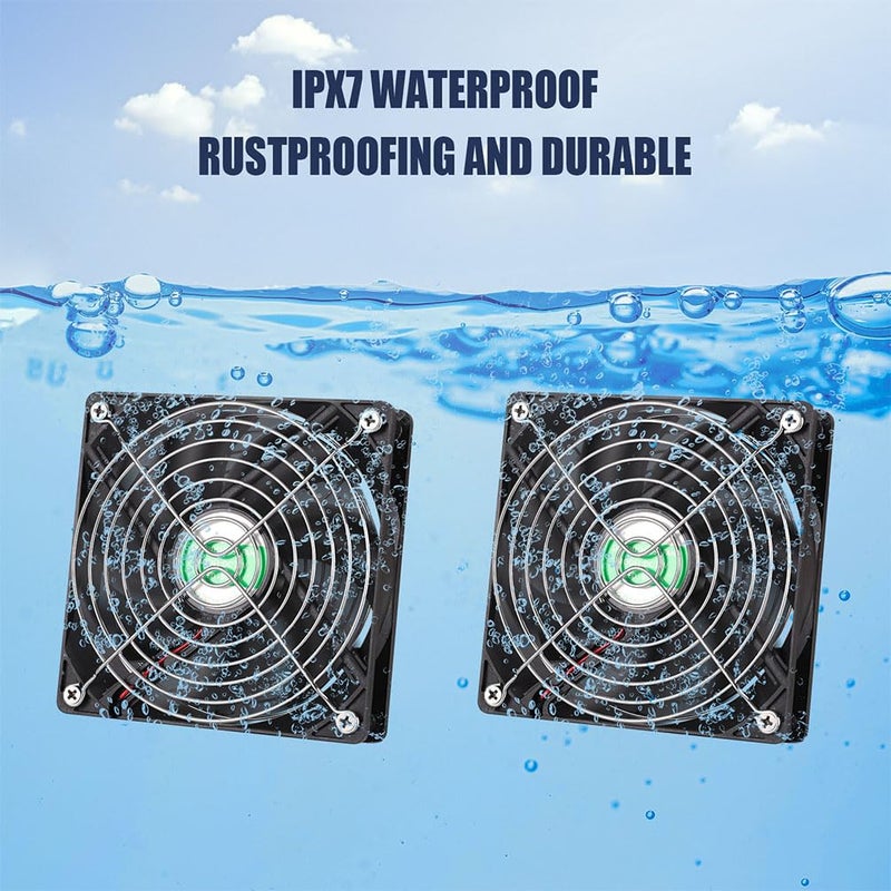 pqins 5 Inch Solar Powered Fan, Solar Exhaust Intake Fan Kit, IPX7 Waterproof Dual Fans with 13Ft On/Off Switch Cable, Cooling Ventilation for Greenhouse, Chicken Coop, Shed, Dog House, Outside - Image 5