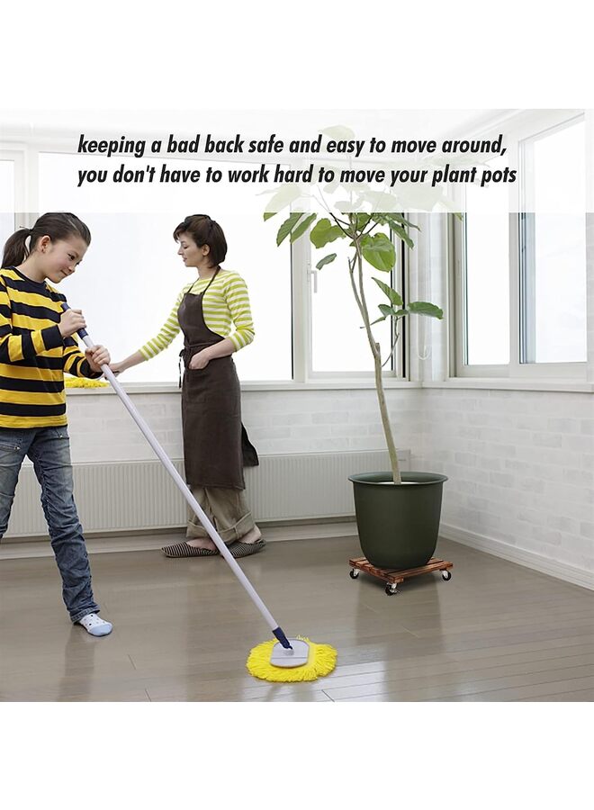 2 PCS Plant Caddy Wooden Plant Stand with Wheels 12 Inch Square Plant Roller with Metal Lockable Caster Wheels Heavy Duty Rolling Plant Stand Outdoor/Indoor Plant Dolly on Patio/Flower - Image 5