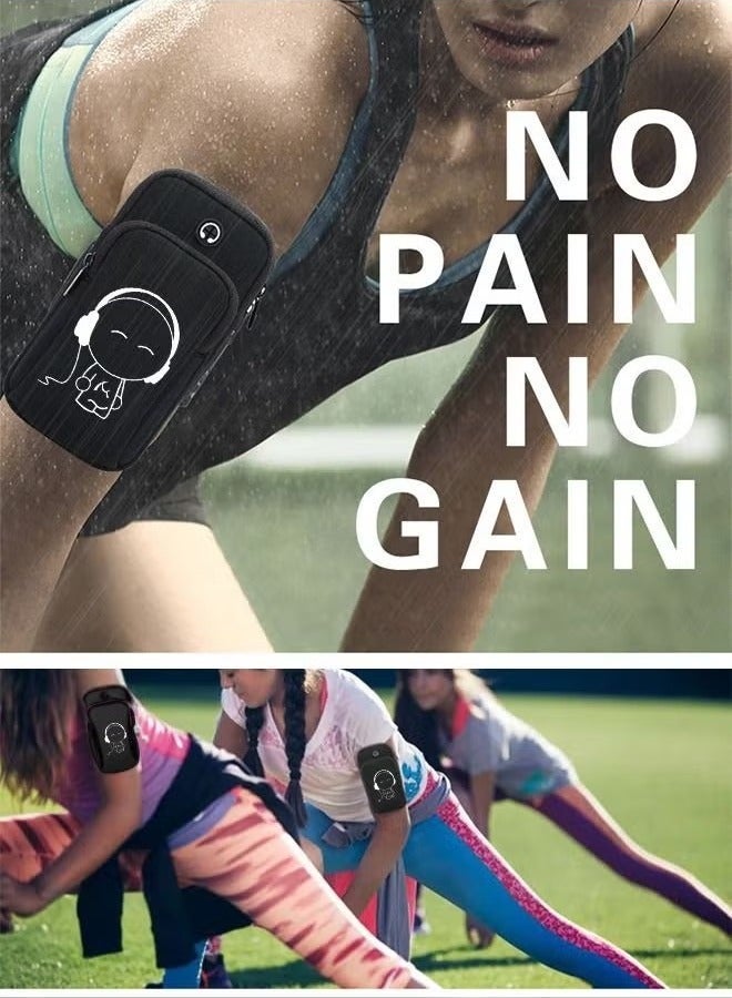 Phone Armband Holder Wrist Bag Cell Phone Arm Band Mobile Phone Holder Sports Arm Bag Outdoor Running Arm Bag for Smartphones up to 7 Inches Durable Waterproof For Running Exercise Biking Hiking Fishing Camping For Women Men Black - Image 3