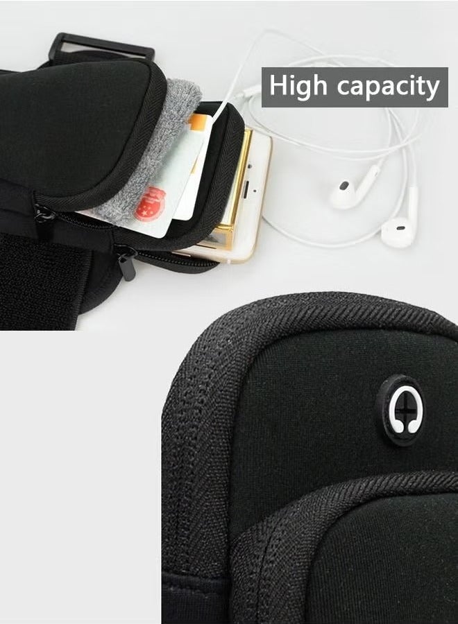 Phone Armband Holder Wrist Bag Cell Phone Arm Band Mobile Phone Holder Sports Arm Bag Outdoor Running Arm Bag for Smartphones up to 7 Inches Durable Waterproof For Running Exercise Biking Hiking Fishing Camping For Women Men Black - Image 2