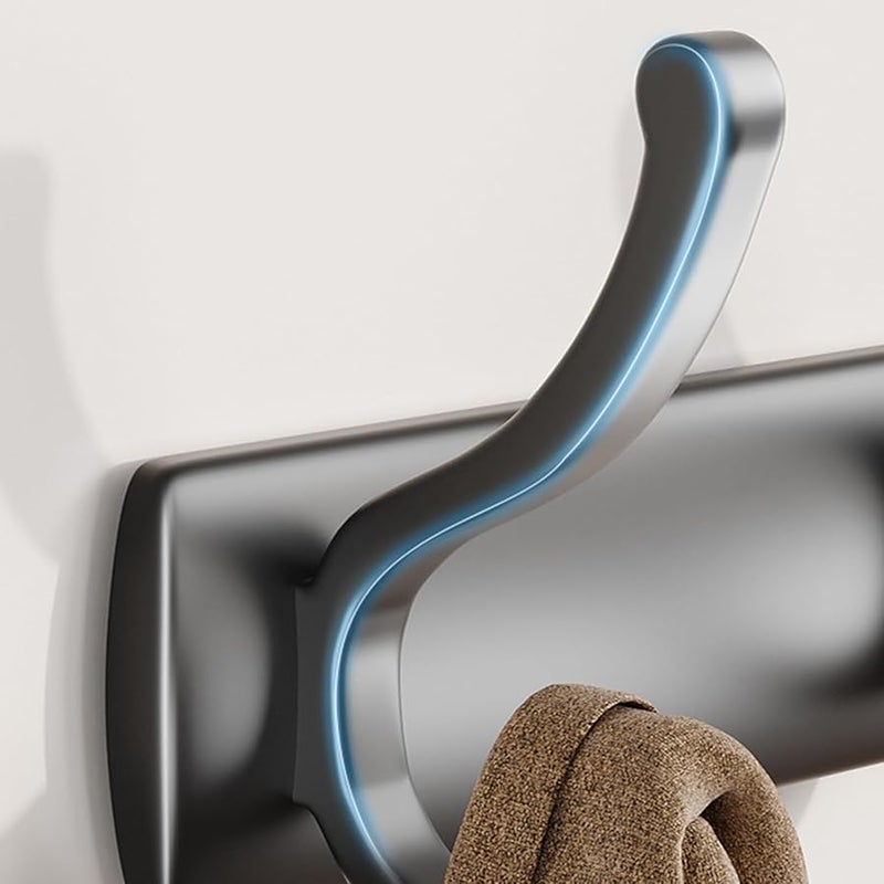 Black 5 Hooks Metal Stick On Hooks for Towels Coats Bathroom and Door Home Accessory - Image 5