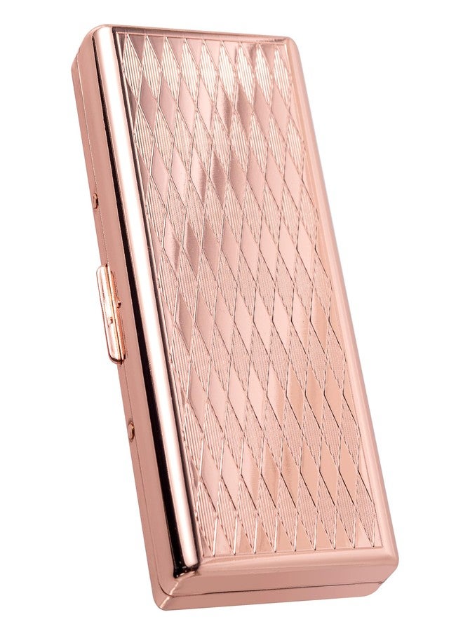 Goshentech Retro Metal Lozenge Space Pattern case,14 Capacity,Metal Plated Rose Gold,Double-Sided,Bank Card case, Cash Box(100mm King Size) (Rose Gold) - Image 1