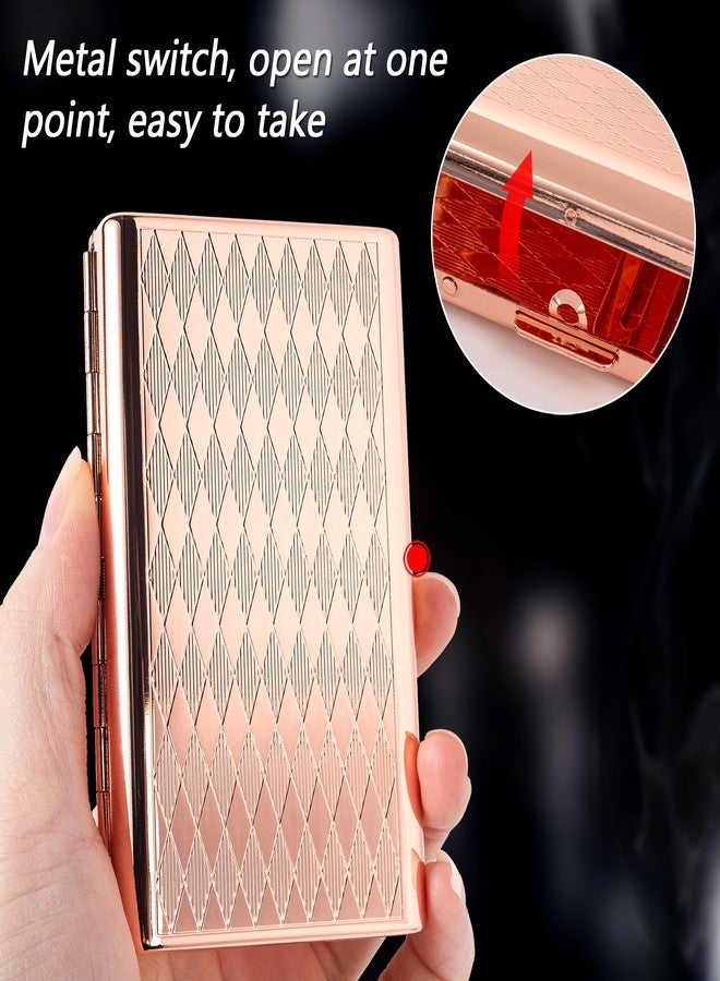 Goshentech Retro Metal Lozenge Space Pattern case,14 Capacity,Metal Plated Rose Gold,Double-Sided,Bank Card case, Cash Box(100mm King Size) (Rose Gold) - Image 5