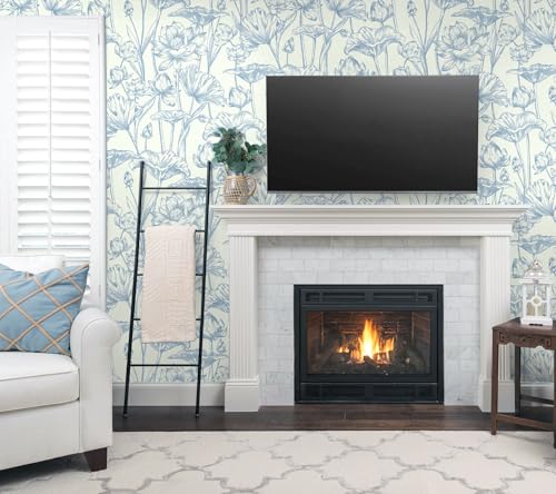 Vinjiasin Peel and Stick Wallpaper Blue Floral Contact Paper Modern Lotus Wall Paper for Bathroom Bedroom Self Adhesive Removable Flower Leaf 16.1"x 78.7" - Image 4