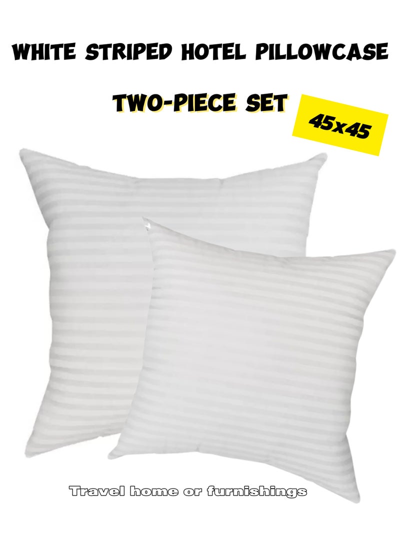 TNGames 45×45cm 2-Piece Striped Hotel Pillowcases | Ultra-Soft Velour | Removable Zipper Design | For Travel & Home Use  - Image 1