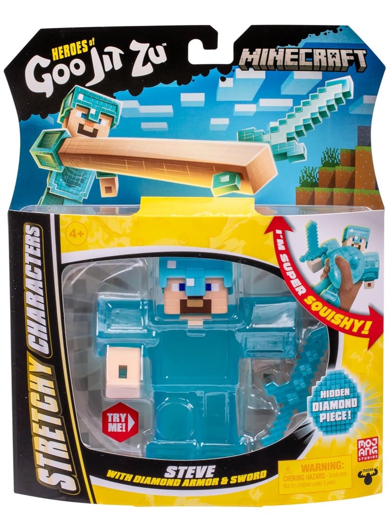 GOO JIT ZU Minecraft Hero Pack Steve Figure | Stretchable & Squishy Goo-Filled Toy | Durable & Engaging Play | Stretches 3X Size | Perfect for Collectors - Image 1
