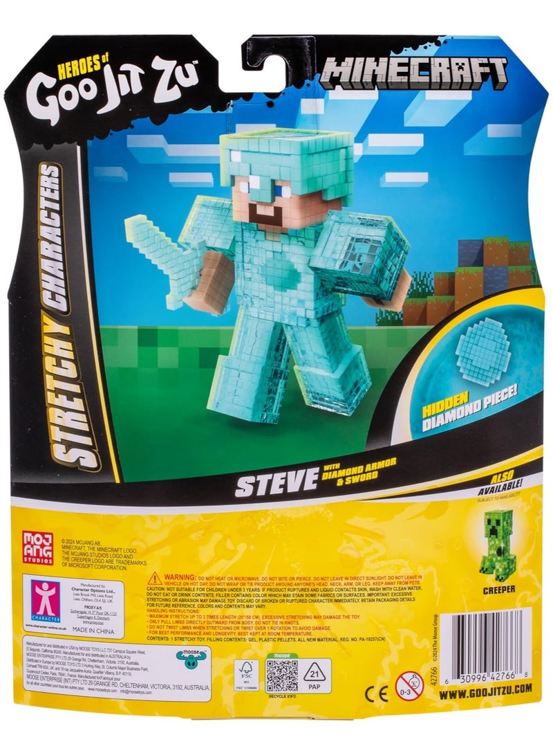 GOO JIT ZU Minecraft Hero Pack Steve Figure | Stretchable & Squishy Goo-Filled Toy | Durable & Engaging Play | Stretches 3X Size | Perfect for Collectors - Image 5