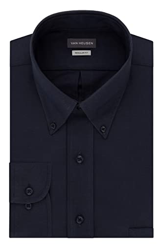 Van Heusen Men's Dress Shirt Regular Fit Oxford Solid, Navy, 4X-Large - Image 3