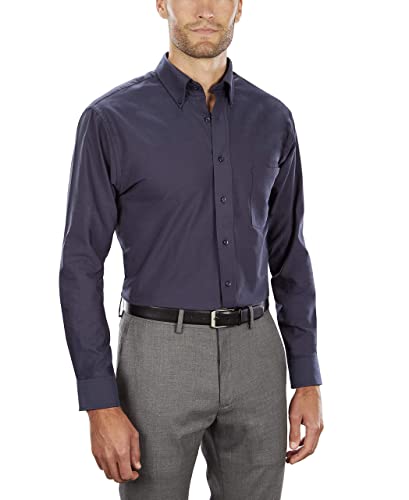 Van Heusen Men's Dress Shirt Regular Fit Oxford Solid, Navy, 4X-Large - Image 4