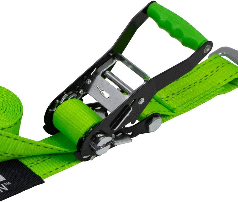 VULCAN Car Tie Down with Twisted Snap Hooks - 2 Inch x 96 Inch - 2 Pack - High-Viz - 3,300 Pound Safe Working Load - Image 5