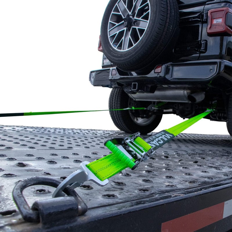 VULCAN Car Tie Down with Twisted Snap Hooks - 2 Inch x 96 Inch - 2 Pack - High-Viz - 3,300 Pound Safe Working Load - Image 3