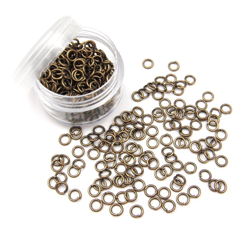 ALL in ONE 15 Gram300pcs 4mm Antique Bronze Plated Open Jump Ring with 5 Gram Storage Box
