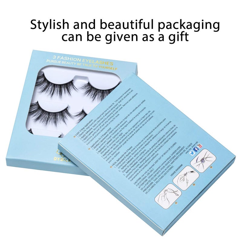 DYSILK Eyelashes Mink Lashes Fluffy- Cat Eye Lashes 3 Pairs 6D Mink Lashes Wispy Eyelashes Lashes That Look Like Extensions Lashes Set Reusable Lashes Pack Eye Lashes |001-0.7 inch - Image 5