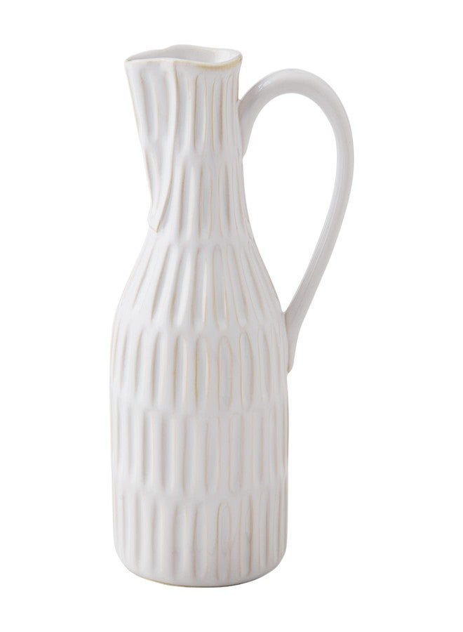 Mud Pie Cream Stoneware Jug Bud Vase, Large, 9" x 4.25" - Image 1