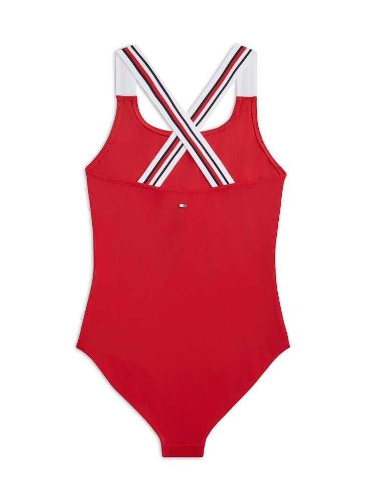TOMMY HILFIGER Global Stripe Square Neck Crossover Swimsuit - Image 2