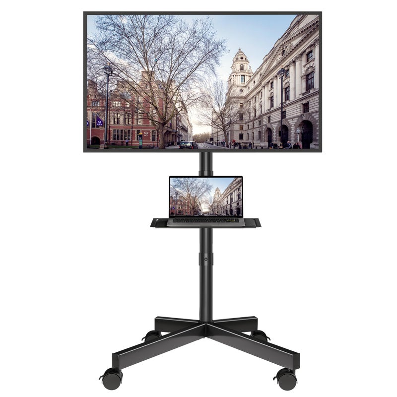 حامل تلفاز متنقل من بونتيك مع وظيفة الميل حامل تلفاز متحرك لتلفزيونات LED LCD OLED بحجم 2360 يحمل حتى 88 رطل أقصى VESA 400x400mm رف وسائط قابل للتعديل لعرفة المعيشة وغرفة النوم والمكتب