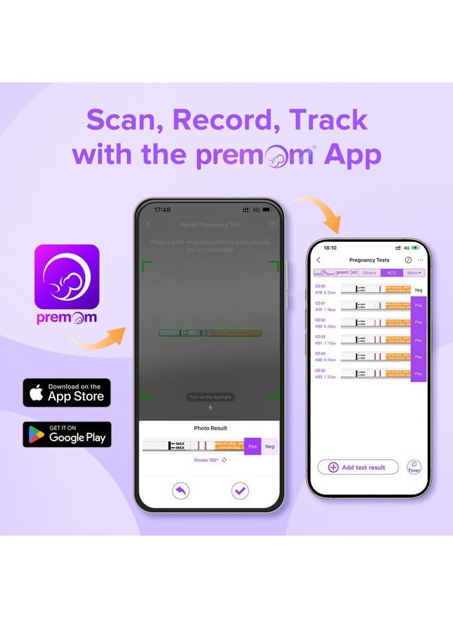 Premom Pregnancy Test Strips - Early Detection Pregnancy Test Kit Powered by Premom Ovulation Predictor APP (50 Count) - Image 5