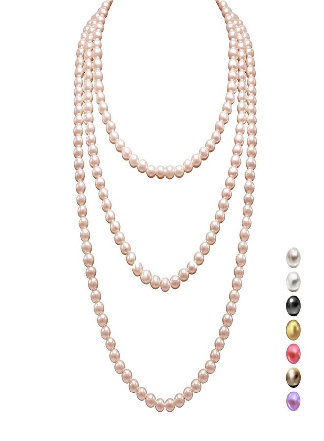 Halukakah 1920s Long Pearl Necklace for Women - Exquisite Natural Cultured Pearls - Luxurious 8mm Strand with Timeless Elegance - Champagne Gold Length 71" - Perfect for Special Occasions - Image 1