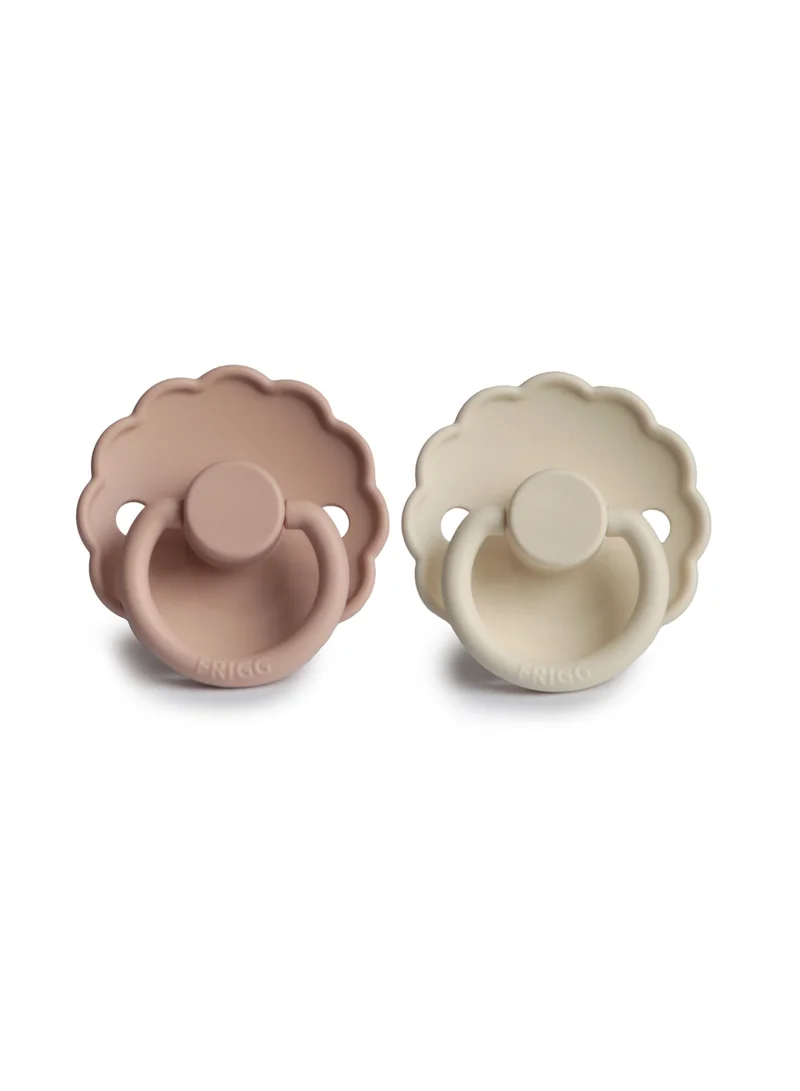 FRIGG Daisy Silicone Baby Pacifier 6-18M 2-Pack Blush/Cream - Size 2